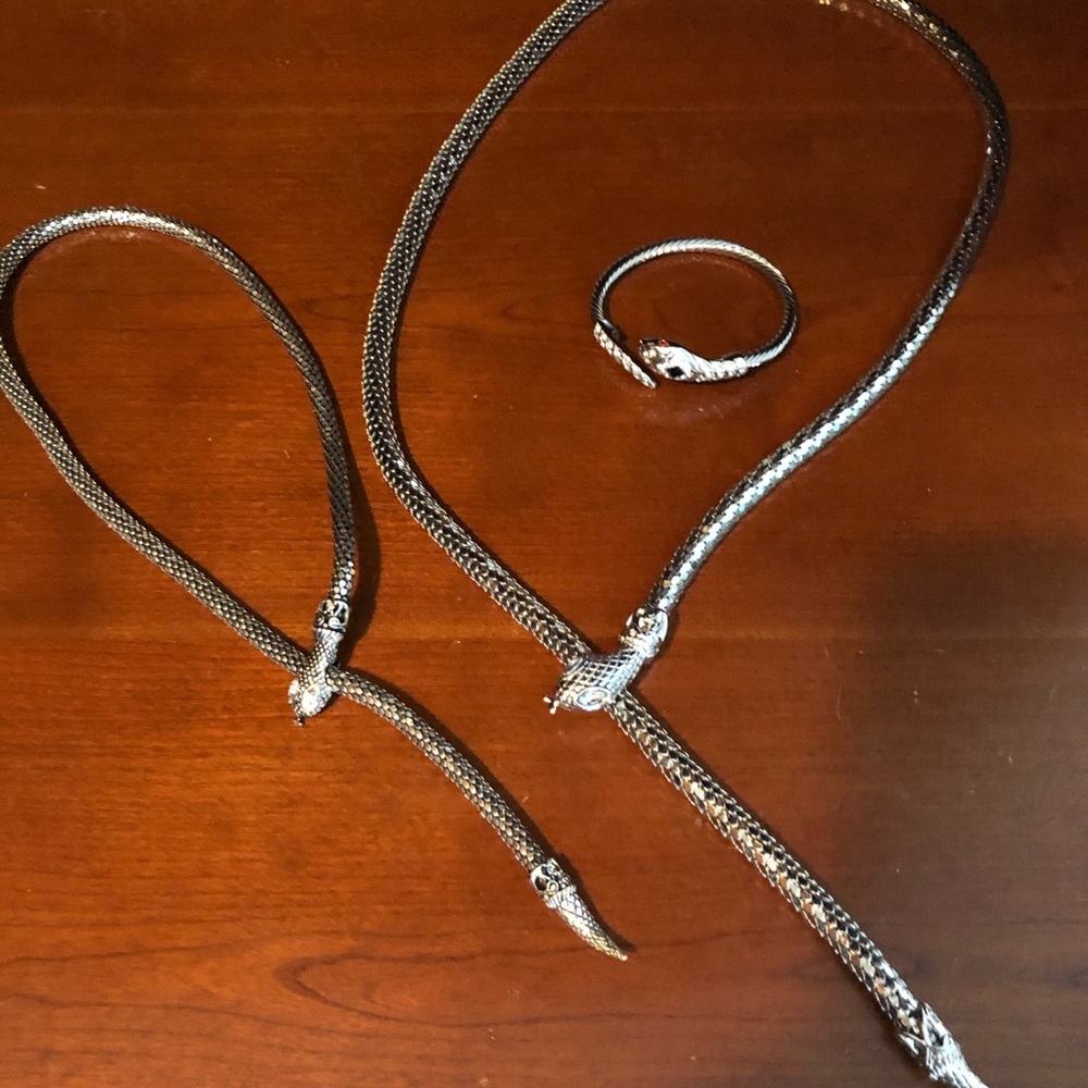 Snake jewelry set - bracelet, necklace and belt